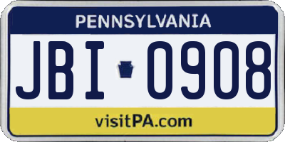 PA license plate JBI0908