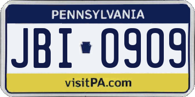 PA license plate JBI0909