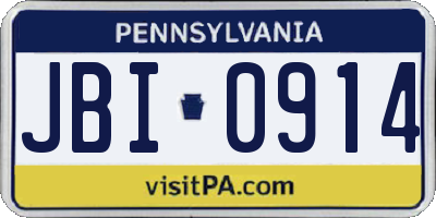 PA license plate JBI0914