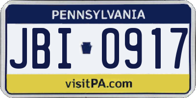 PA license plate JBI0917