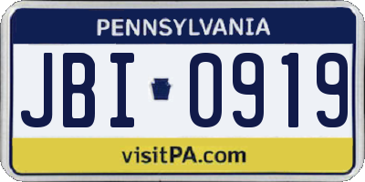 PA license plate JBI0919