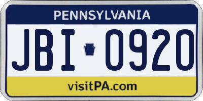 PA license plate JBI0920