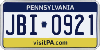 PA license plate JBI0921