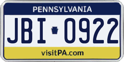 PA license plate JBI0922