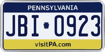 PA license plate JBI0923