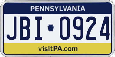 PA license plate JBI0924