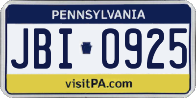 PA license plate JBI0925