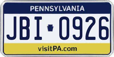 PA license plate JBI0926