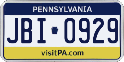 PA license plate JBI0929