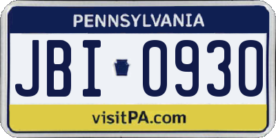 PA license plate JBI0930