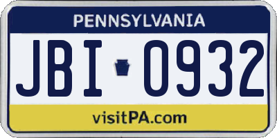 PA license plate JBI0932