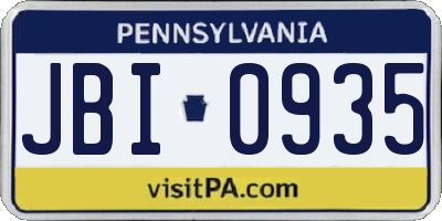 PA license plate JBI0935