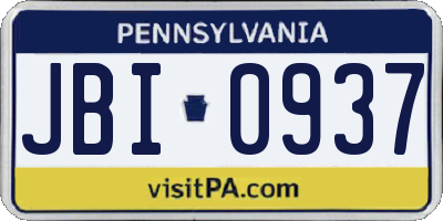 PA license plate JBI0937