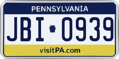 PA license plate JBI0939