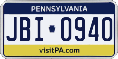 PA license plate JBI0940