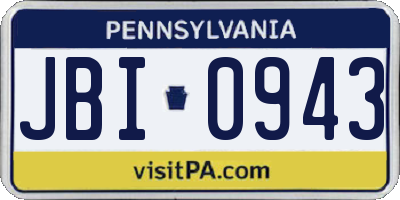 PA license plate JBI0943