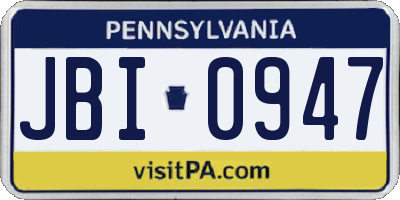 PA license plate JBI0947