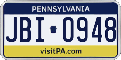 PA license plate JBI0948