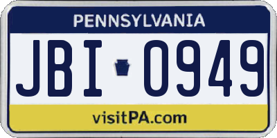 PA license plate JBI0949