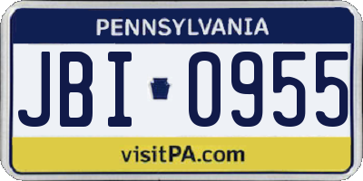 PA license plate JBI0955