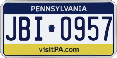 PA license plate JBI0957