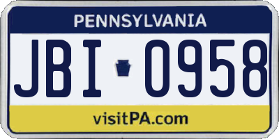 PA license plate JBI0958