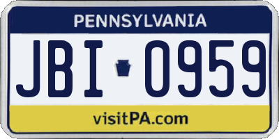 PA license plate JBI0959