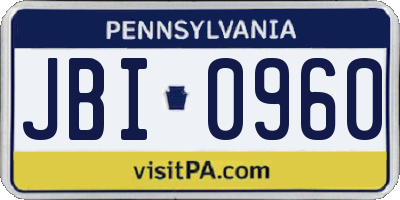 PA license plate JBI0960