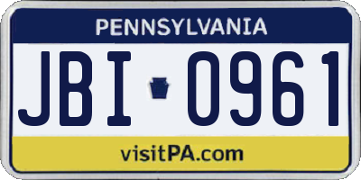 PA license plate JBI0961