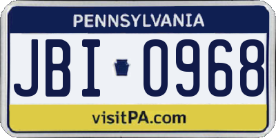 PA license plate JBI0968