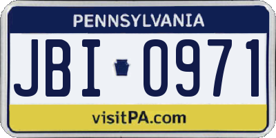 PA license plate JBI0971