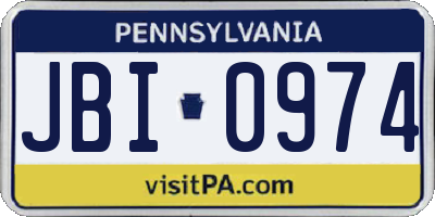 PA license plate JBI0974