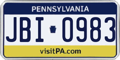 PA license plate JBI0983