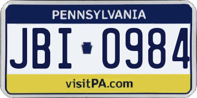 PA license plate JBI0984