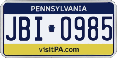 PA license plate JBI0985