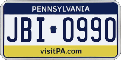 PA license plate JBI0990