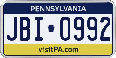 PA license plate JBI0992