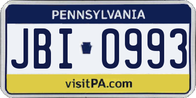 PA license plate JBI0993