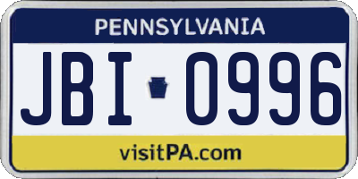 PA license plate JBI0996