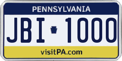 PA license plate JBI1000