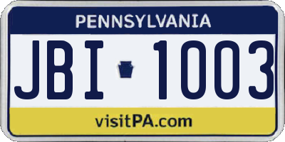 PA license plate JBI1003