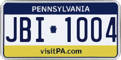 PA license plate JBI1004