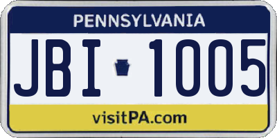 PA license plate JBI1005