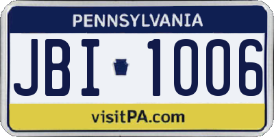 PA license plate JBI1006