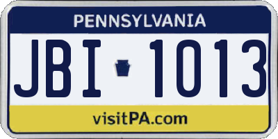 PA license plate JBI1013