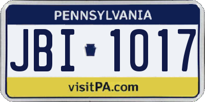 PA license plate JBI1017