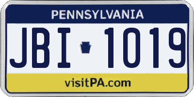 PA license plate JBI1019