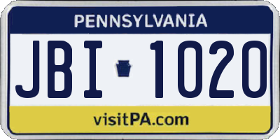 PA license plate JBI1020