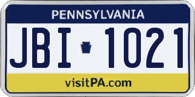 PA license plate JBI1021