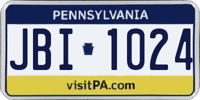 PA license plate JBI1024